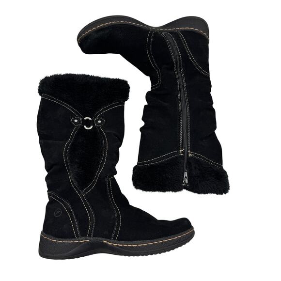 Baretraps Ellery Black Suede Faux Fur Warm Comfy Winter Boots Women's Size 10